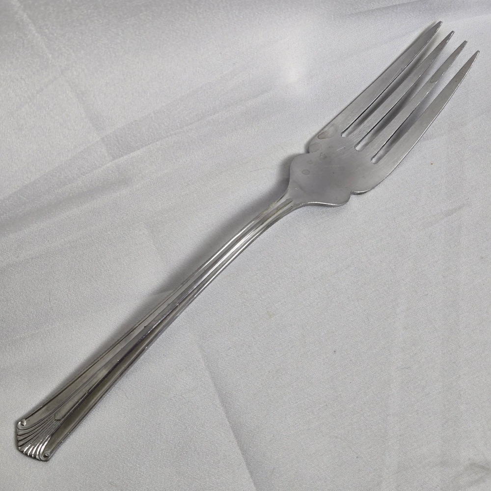 Single Large 9" Stainless Steel Notched 4 Tine Serving‎ Fork, Made in Japan